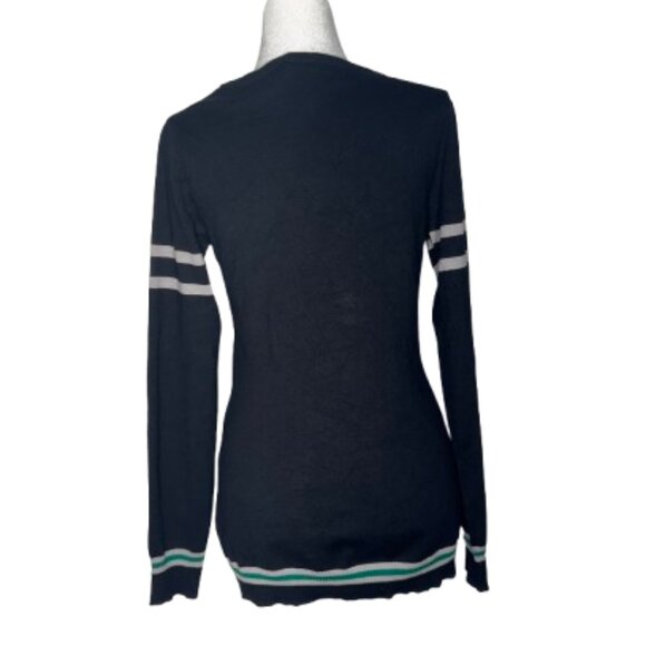 Harry Potter Slytherin V-Neck Long Sleeve Black Gray Knit Cardigan Sweater Med - Picture 2 of 7